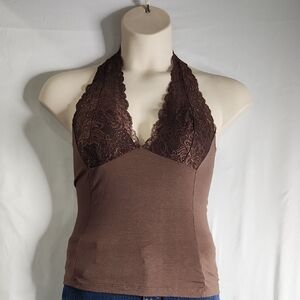 Twenty One Brown Lace Accent Top
